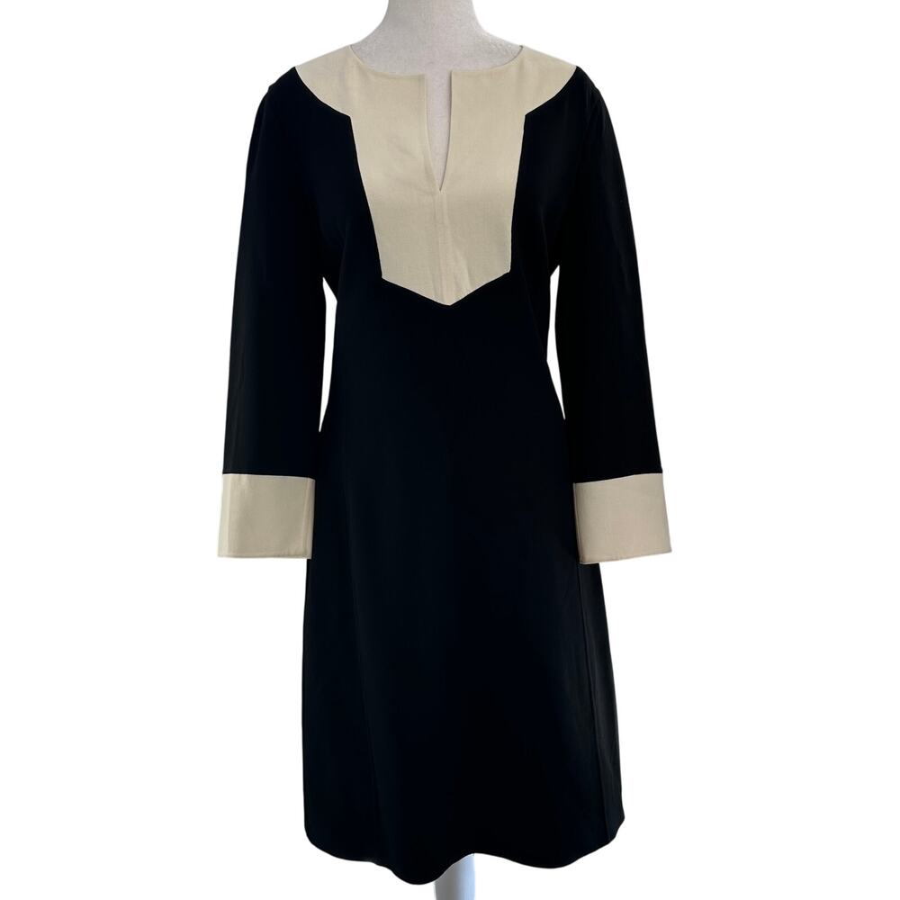 Michael Kors Collection Virgin Wool Black Dress Size 6 Knee‎ Long Sleeve Italy
